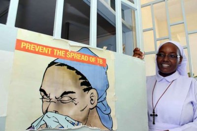 Sister Veronicah Wanjiru of Mbungoni Catholic Clinic in Mombasa displays information about tuberculosis (file photo).