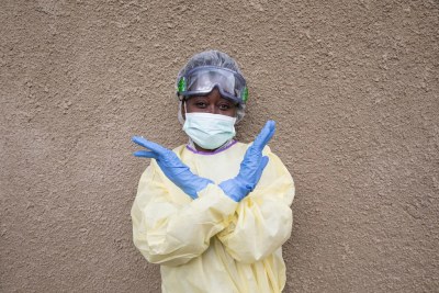 An Ebola health worker in DRC (file photo).