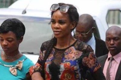 Mary Chiwenga, center, arrives at Harare Magistrate Court, in Harare, Zimbabwe, on December 16, 2019.