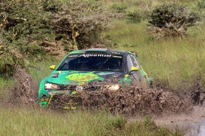 Tavjeer Rai, navigated by Gavin Laurence, tackles a wet section in Kajiado in a Volkswagen Polo during the Guru Nanak Rally in February (file photo).