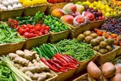 Fresh spices and fruits on display at a market in Abuja, Nigeria