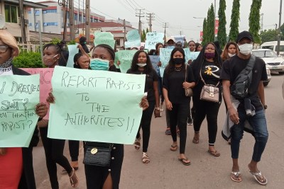 Nigerians gather to protest sexual assault and violence against women and girls (file photo).