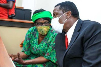 Sirisia MP John Waluke (right) and businesswoman Grace Wakhungu when they appeared in an anti-corruption court in Nairobi for sentencing on June 25.