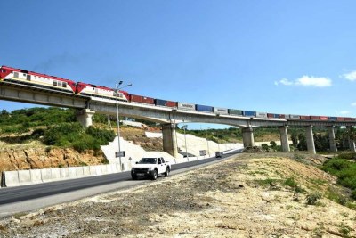 Standard Gauge Railway train arrives at Mombasa Terminus on May 30, 2019.