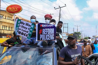 An #EndSARS protest in Lagos on October 10, 2020 (file photo).