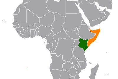 A map showing the location of Kenya (green) and Somalia (orange) (file photo).