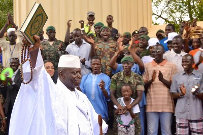 Yahya Jammeh at the last celebration of his accession to power on 22 July 2016. Eleven years earlier, on the same celebration day, he is suspected to have had a direct role in the execution of more than fifty West African migrants.
