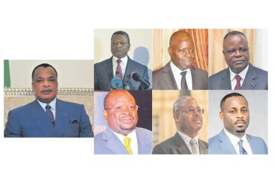 The seven candidtates in the March 2021 election : Denis Sassou N’Guesso, Joseph Kignoumbi Kia-Mboungou, Anguios-Nganguia Engambé, Mathias Dzon, Guy-Brice Parfait Kolélas, Albert Oniangué, Dave Uphrem Mafoula