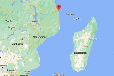 A map showing the location of Palma in northern Mozambique.