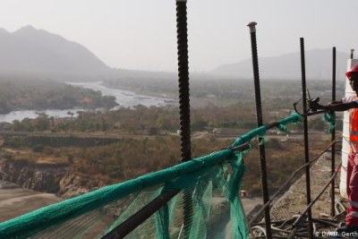 A worker looks out over the Grand Renaissance Dam (file photo).