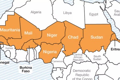 The Sahel region of Africa is a 3,860-kilometre arc-like land mass lying to the immediate south of the Sahara Desert and stretching east-west across the breadth of the African continent.