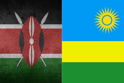From left, Kenya and Rwanda flags.