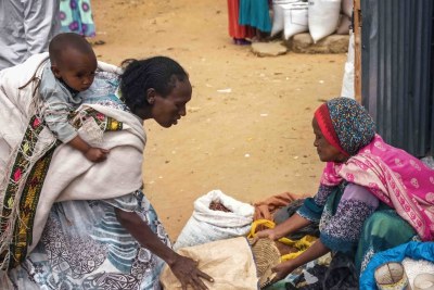 Tigrayan women at a market in Hawzen in 2017.