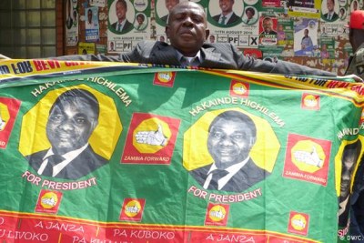 A supporter of new Zambian President Hakainde Hichilema (file photo).