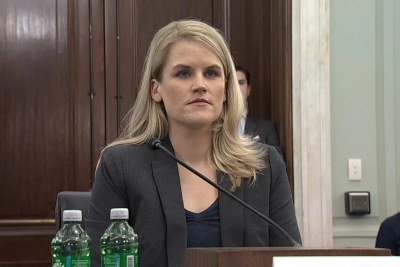 Frances Haugen, a former Facebook product manager, testifies on October 5, 2021 (file photo).