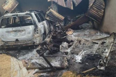 Aftermath of attack by bandits in Zamfara state (file photo).