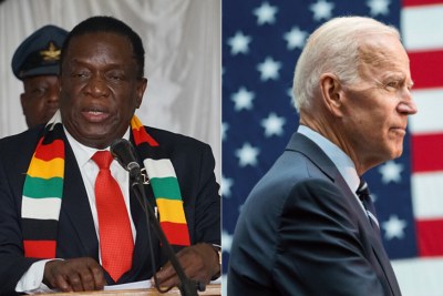 President Emmerson Mnangagwa, left, and U.S. President Joe Biden (file photo).