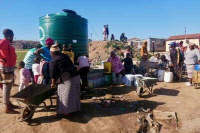 Chris Hani residents in Kariega queuing for water at a JoJo tank on Saturday, July 9, 2022.