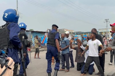 Police disperse an opposition protest (file photo).