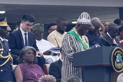 President Joseph Nyumah Boakai giving his inauguration speech.