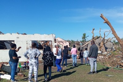 Families came to sift through the debris of what remains of their home in eMagwaveni. Trees were stripped of their branches, roofs were ripped off houses, and household items were strewn across people’s yards by extreme storm winds that ripped through oThongati in KwaZulu-Natal, South Africa.