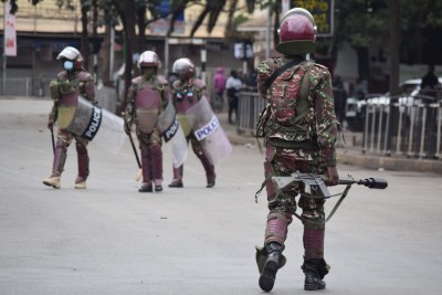 Anti-riot police patrolling streets in Nairobi (file photo).