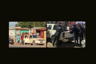 Plainclothes hit squads to kill demonstrators were ordered to be established last week by the General Commander of the Police, Bernardino Rafael, in a video conference he held with provincial commanders. They then shared the order with the district commanders. The instruction is to carry out selective shootings so as not to create a great impact, as happened last week in Namicopo, in Nampula city, when the local police murdered seven demonstrators and wounded more than a dozen. Amateur videos and photos provide evidence. These two photos show two white pick-ups with plainclothes police.