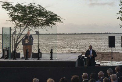 President Joe Biden delivers a speech in Angola