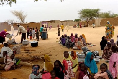 Families gathering in ZamZam refugee camp in Sudan before the RSF attack (file photo).