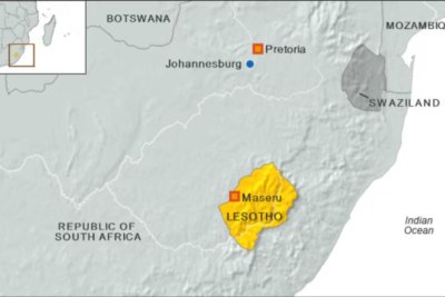 A map of Lesotho.
