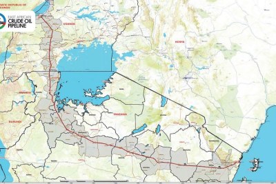 Route and description map of the East African Crude Oil Pipeline (EACOP)