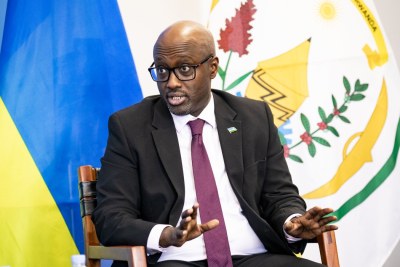 The Minister of Foreign Affairs and International Cooperation olivier Nduhungirehe during an interview on October 30, 2024.