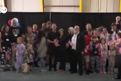 White South Africans granted refugee status in the U.S. by the Donald Trump administration arrive at Washington Dulles airport in Virginia on May 12, 2025.