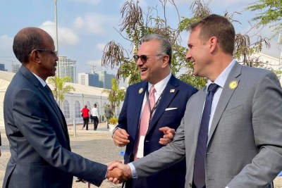 Senior Advisor to the President Massad Boulos and Senior Bureau Official Troy Fitrell, met with African Union Commission Chairperson Mahmoud Ali Youssouf on the sidelines of the US-Africa Business Summit in Luanda to reaffirm the United States’ commitment to a partnership rooted in trade, investment, and mutual respect.