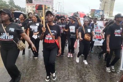 Women protesting against rising drug use