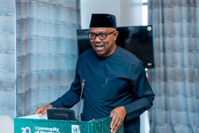 Peter Obi speaking at a program (file photo)