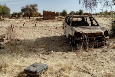A village outside El Fasher in Sudan's Darfur region lies silent after an attack.