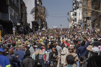 Thousands of anti-immigrant protesters gather in the Johannesburg CBD.