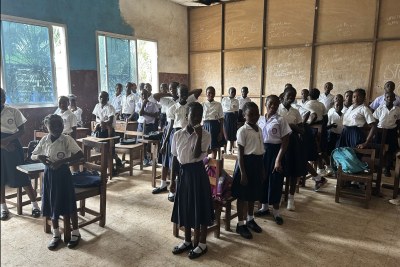 Salle de classe à la Buchanan Elementary Demonstration School, ville de Buchanan, comté de Grand Bassa, au Libéria, le 6 janvier 2026.